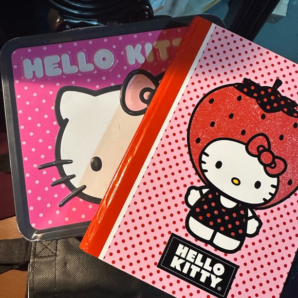 Hello Kitty Lunchbox 😺+ Notebook + Klutz Book of Best Paper Airplanes 🛩️ EUC - Picture 1 of 16